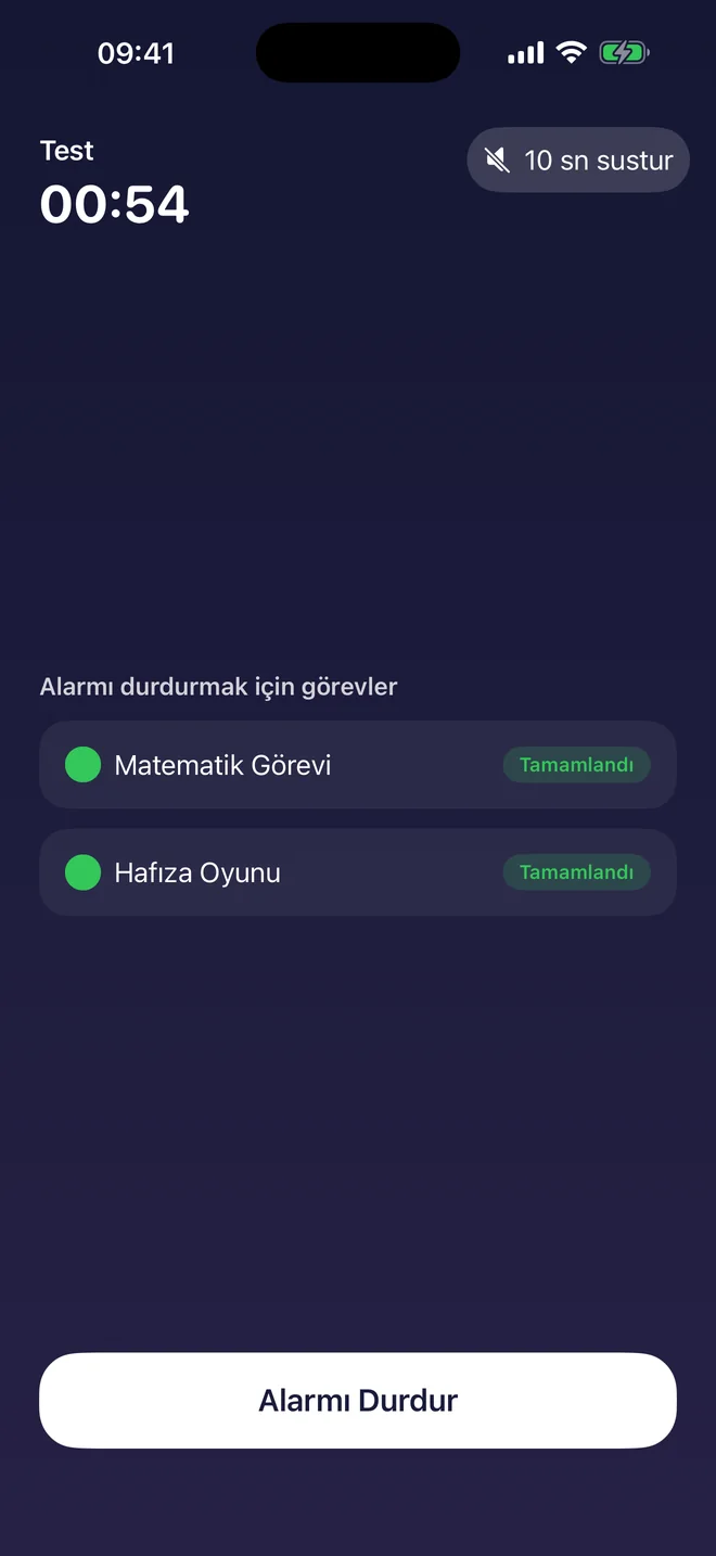 Alarmı durdurma ekranı