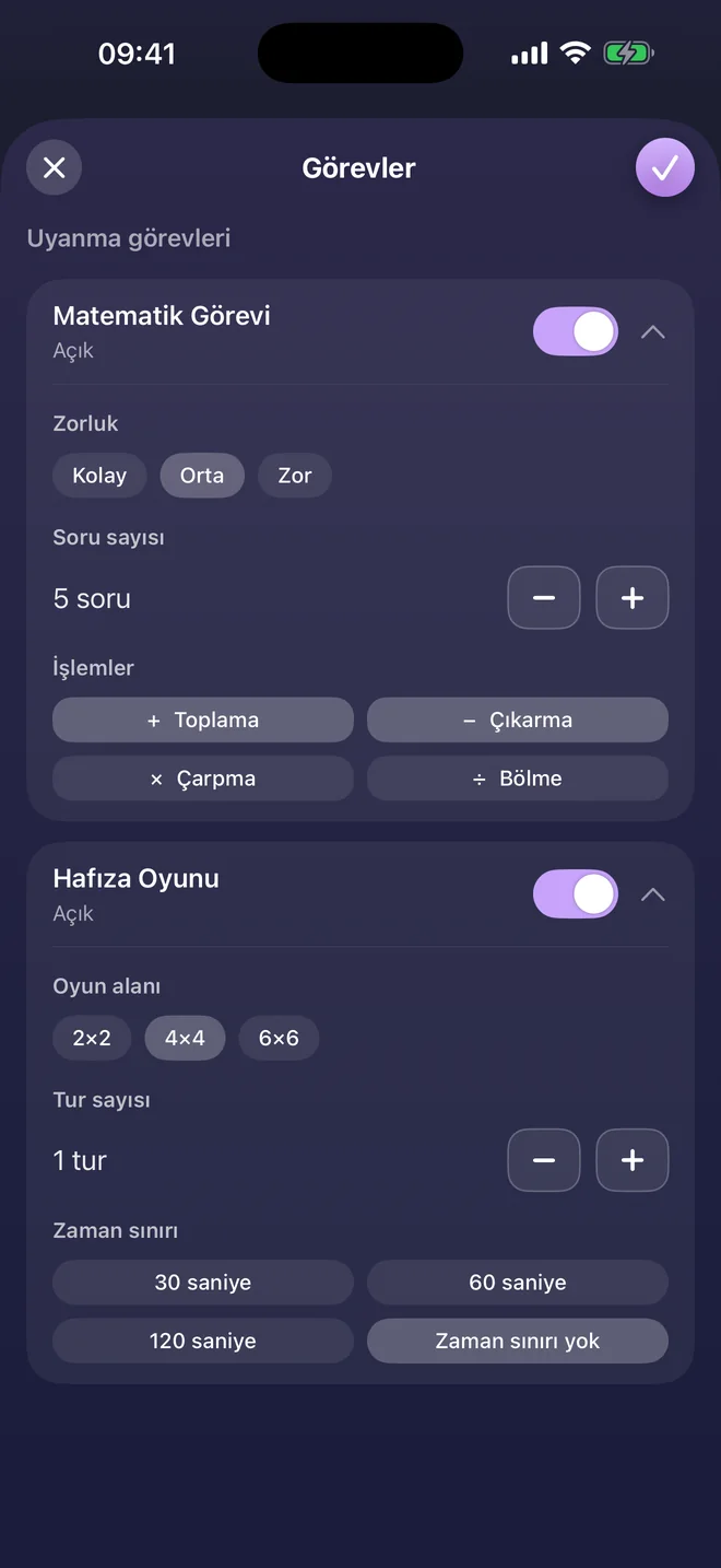 Uyanma görevleri ayarı