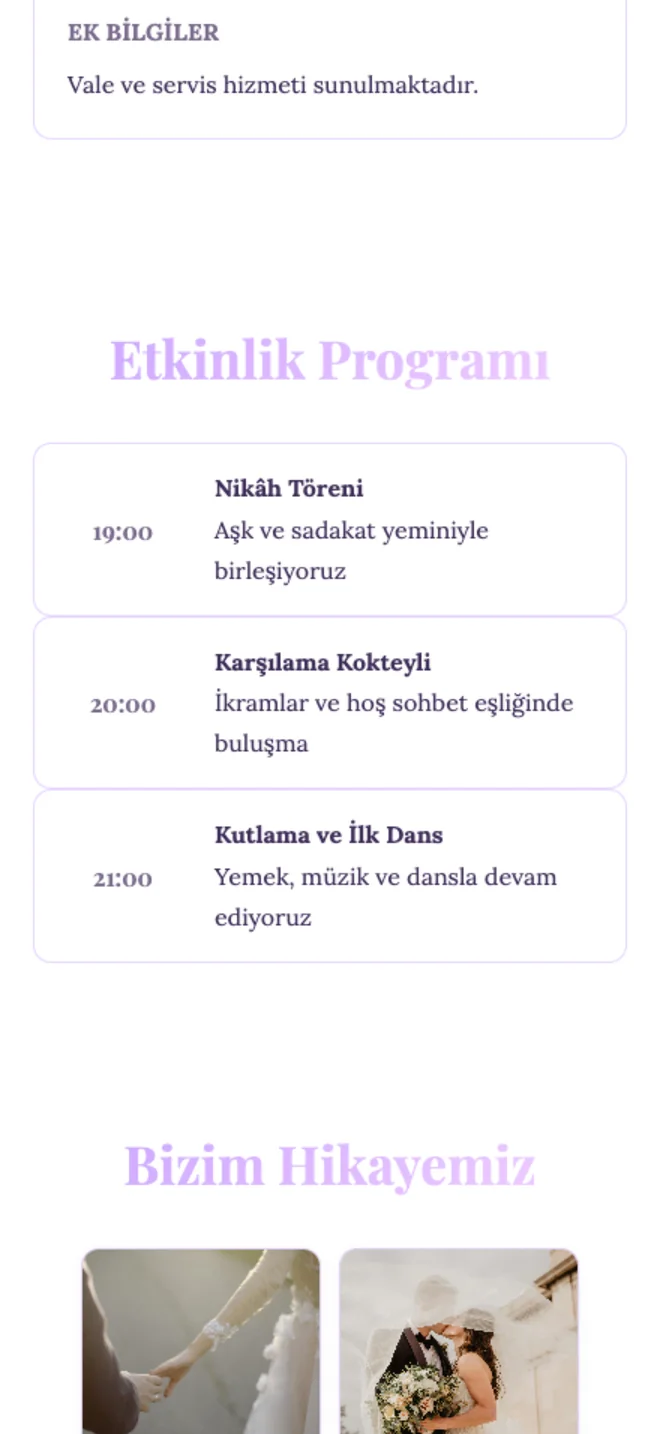 Etkinlik programı ve hikayeniz