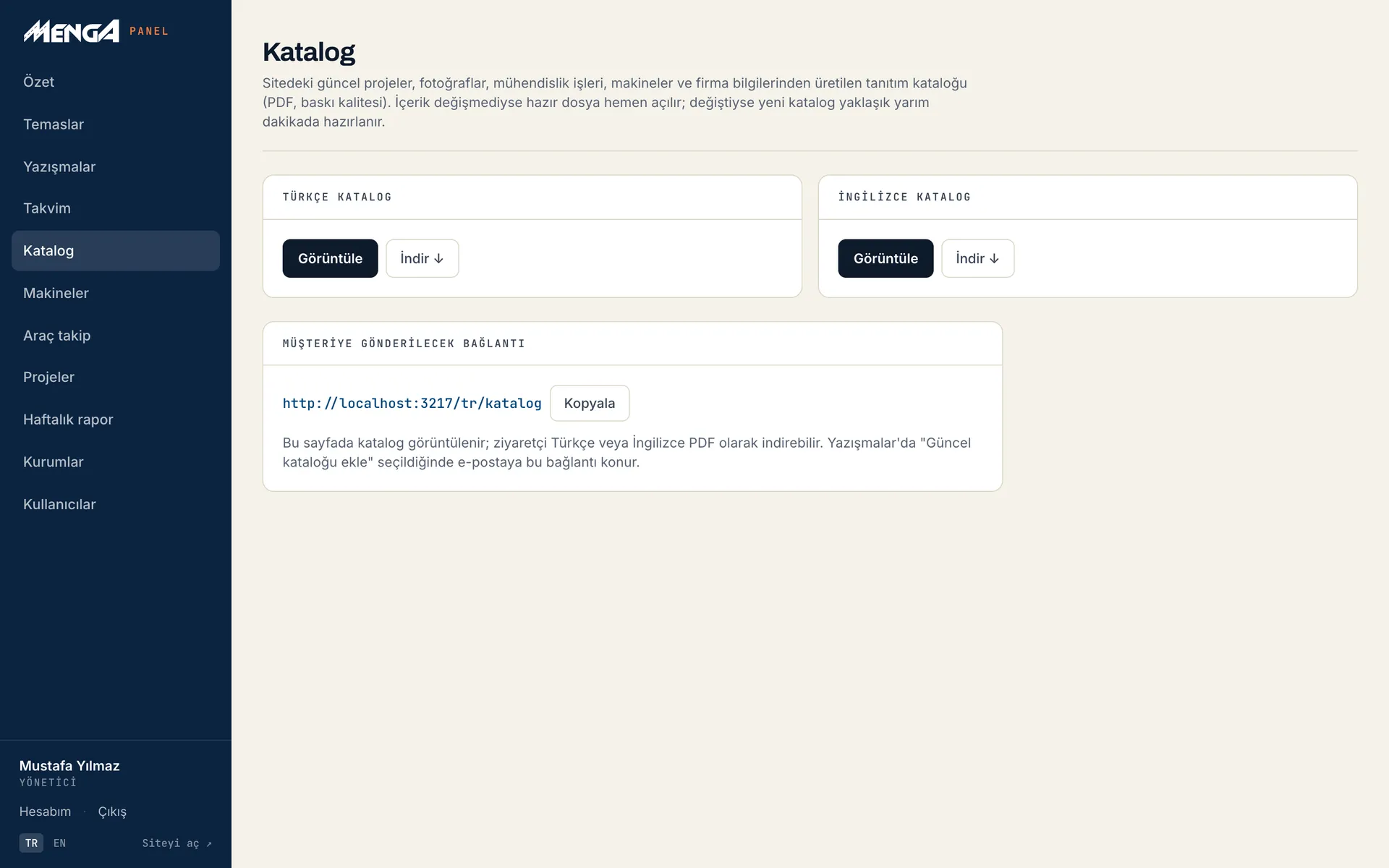 Katalog ekranı